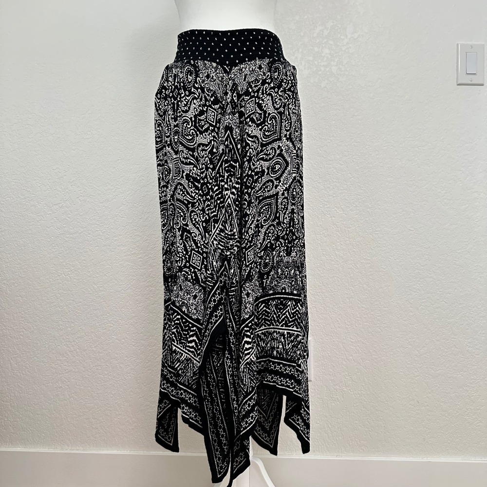 C&B Bohemian Maxi Skirt Womens Small Black White Festival Fairy Whimsical Indie